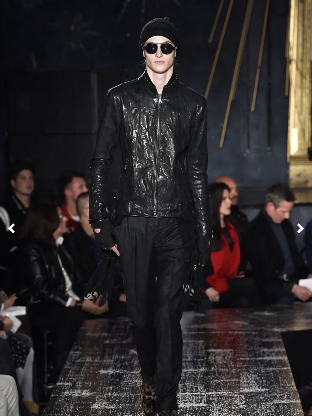 John Varvatos Collection Rivet Studded Crinkled Leather Jacket EU 50 USA 40